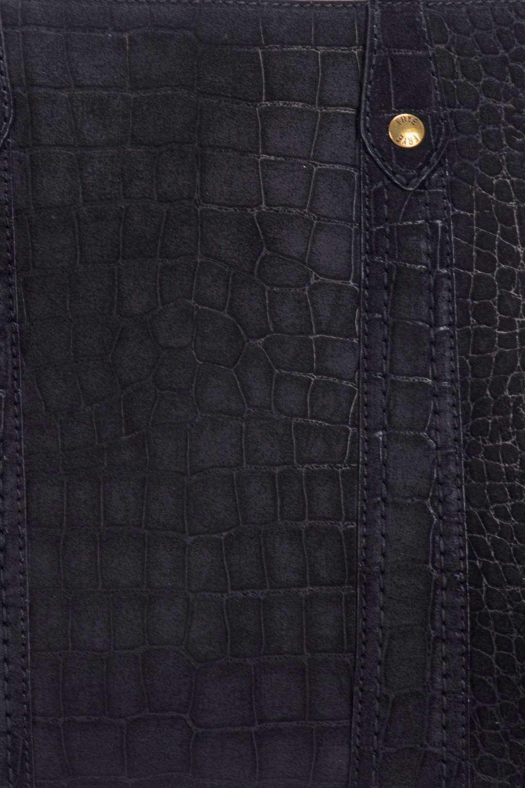 Frye Melissa Sueded Croco Shopper in Black / Black