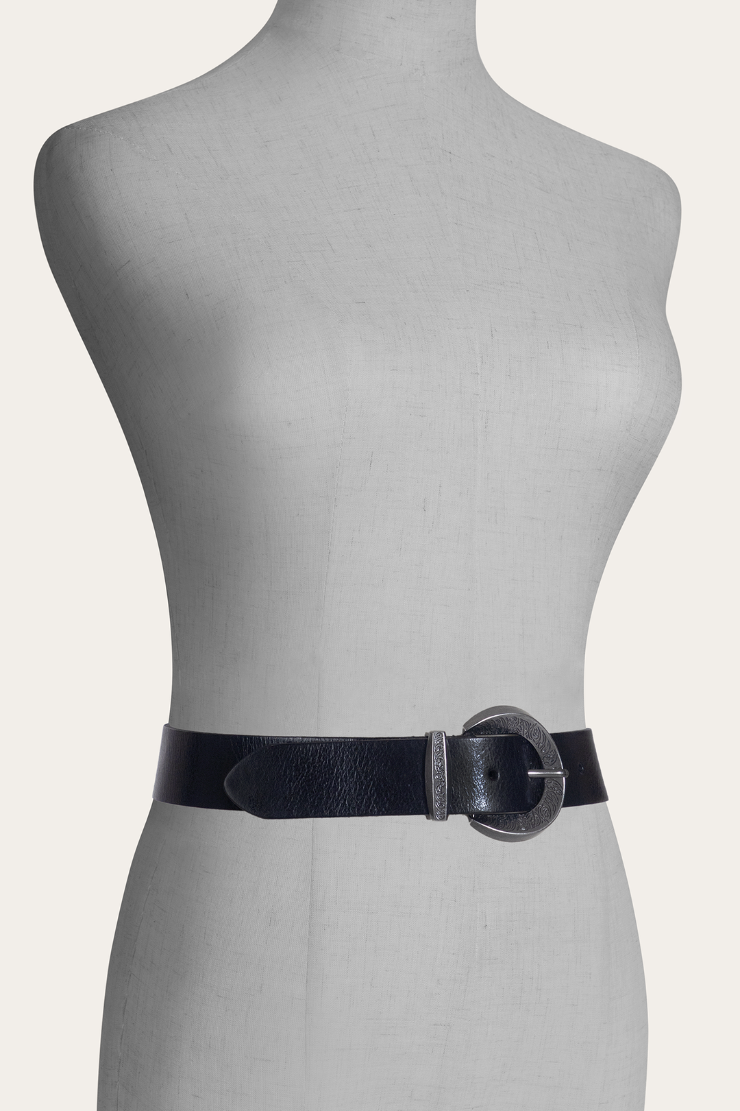 Frye Black 35mm Engraved Buckle Belt / Black