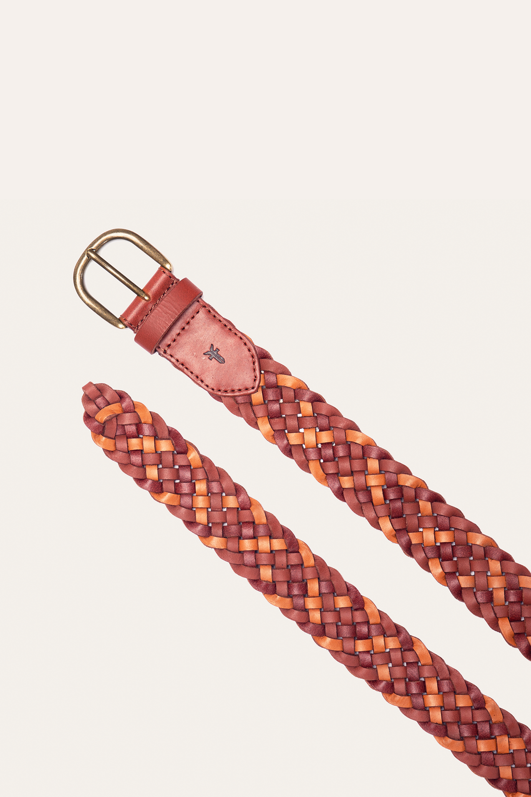 Frye 35mm Tonal Woven Leather Belt in Tan / Tan