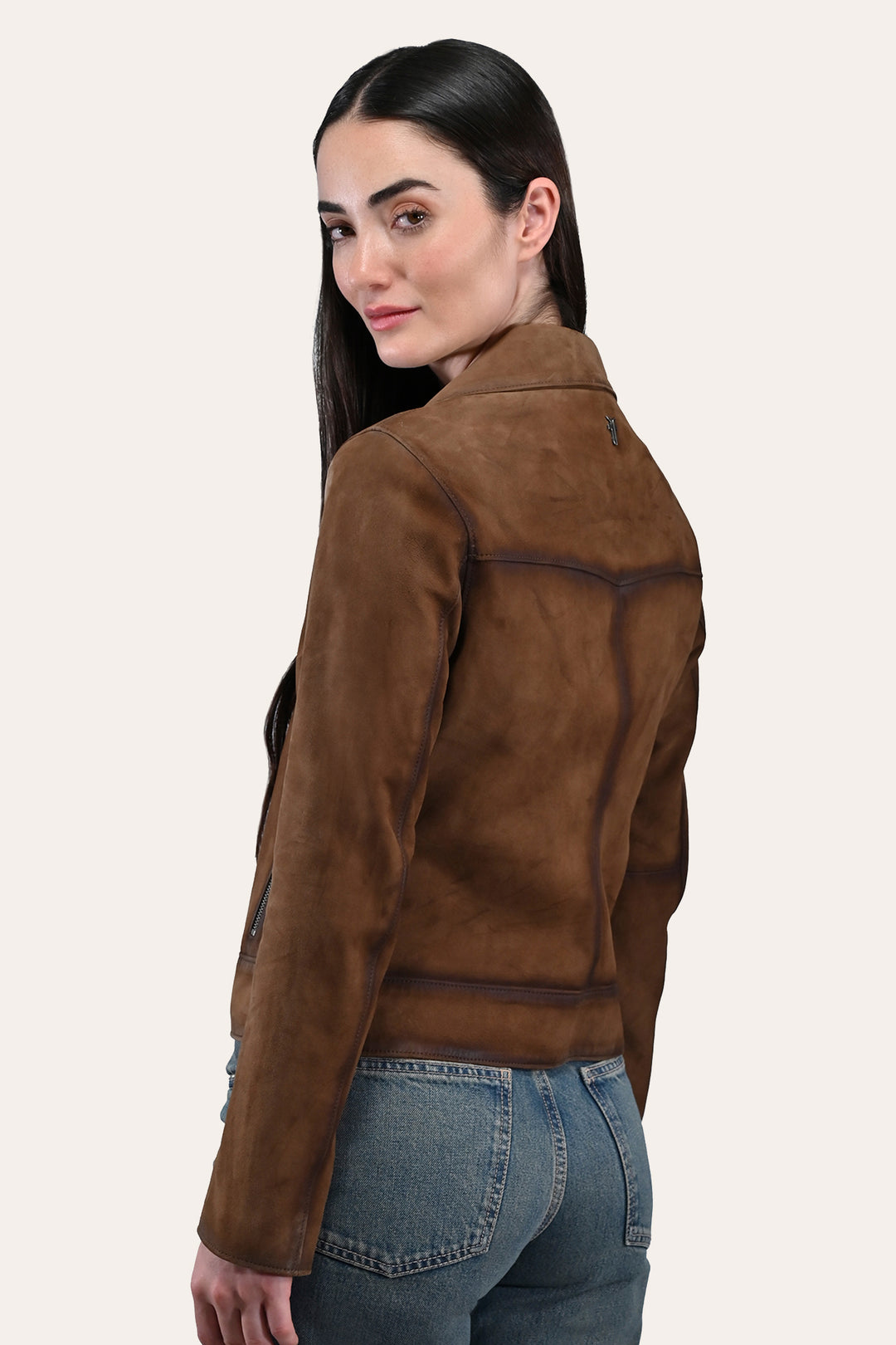 Frye Women’s Dark Taupe Oakley Vintage Suede Biker Jacket / Dark taupe
