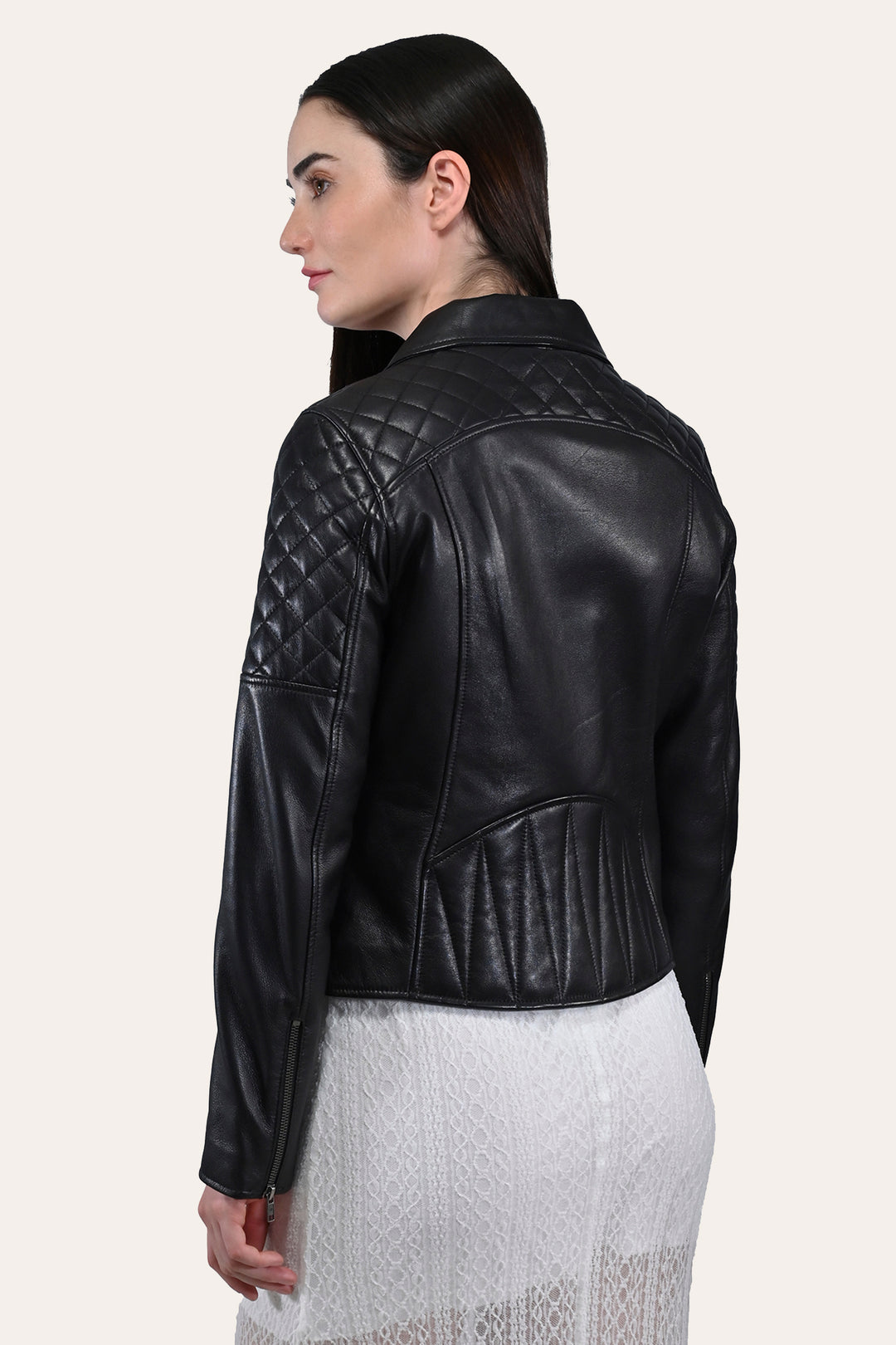 Frye Women’s Black Oklahoma Biker Leather Jacket / Black