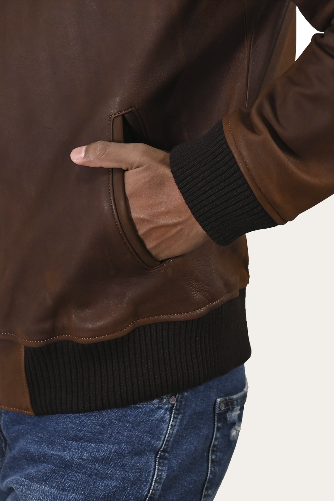 Frye Men’s Cognac Clay Leather Bomber Jacket / Cognac
