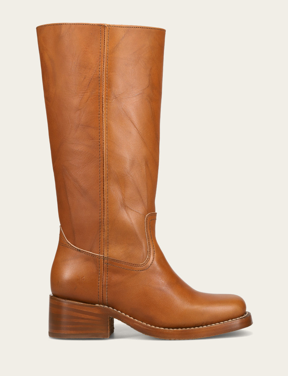 Frye Women's Saddle Campus 14L Wide Calf Boots / Saddle