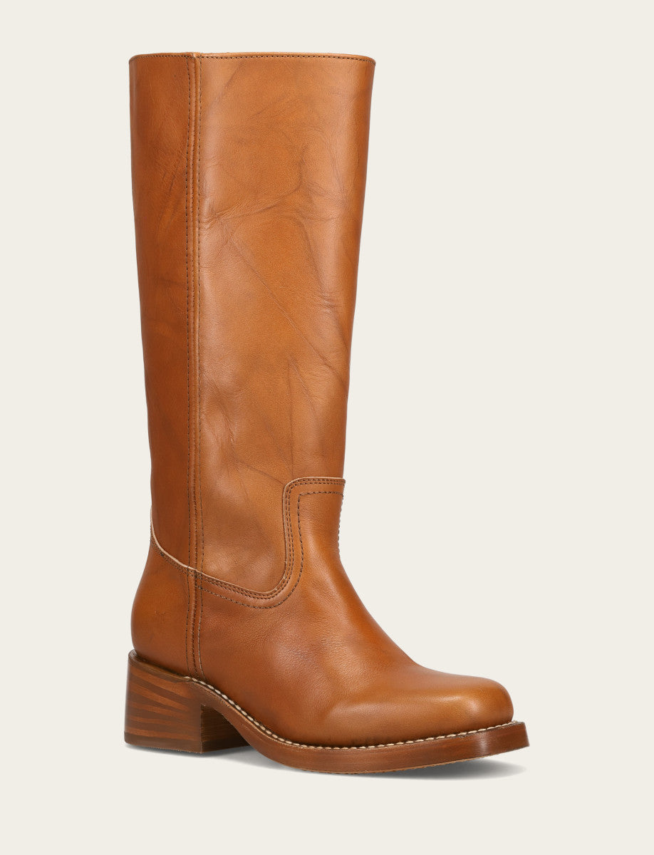 Frye Women's Saddle Campus 14L Wide Calf Boots / Saddle