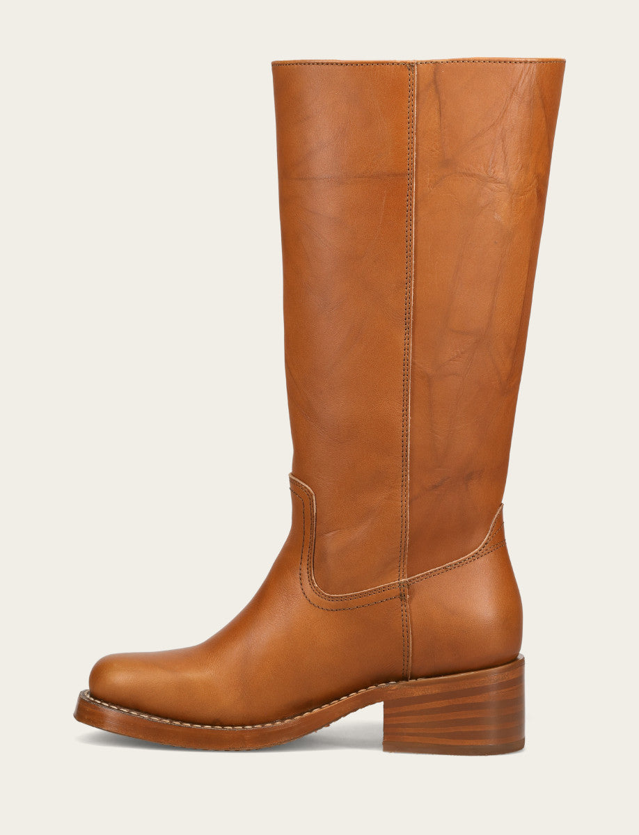 Frye Women's Saddle Campus 14L Wide Calf Boots / Saddle