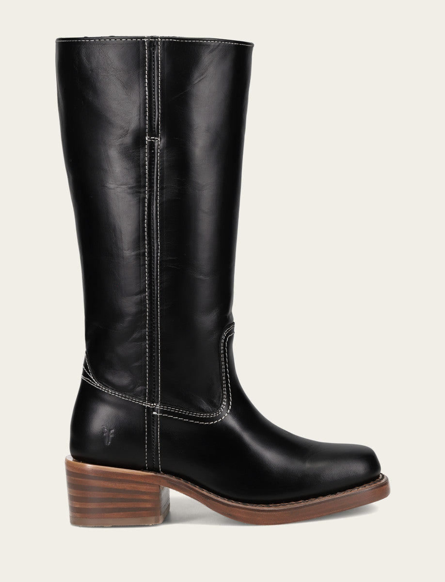 Frye Women's Campus 14L Jet Black Wide Calf Boots / Jet Black