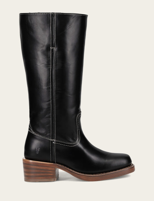 Frye Women's Campus 14L Jet Black Wide Calf Boots / Jet Black