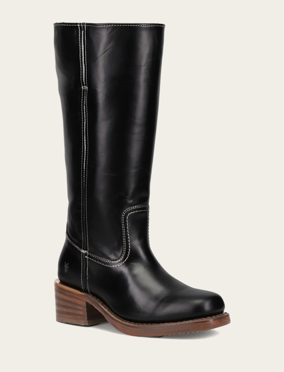 Frye Women's Campus 14L Jet Black Wide Calf Boots / Jet Black