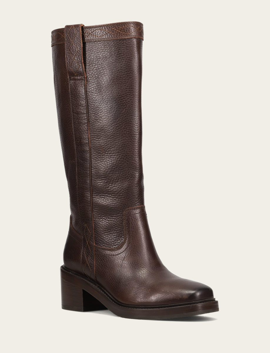Frye Women's Dark Brown Kate Pull On Wide Calf Tall Boots / Dark Brown