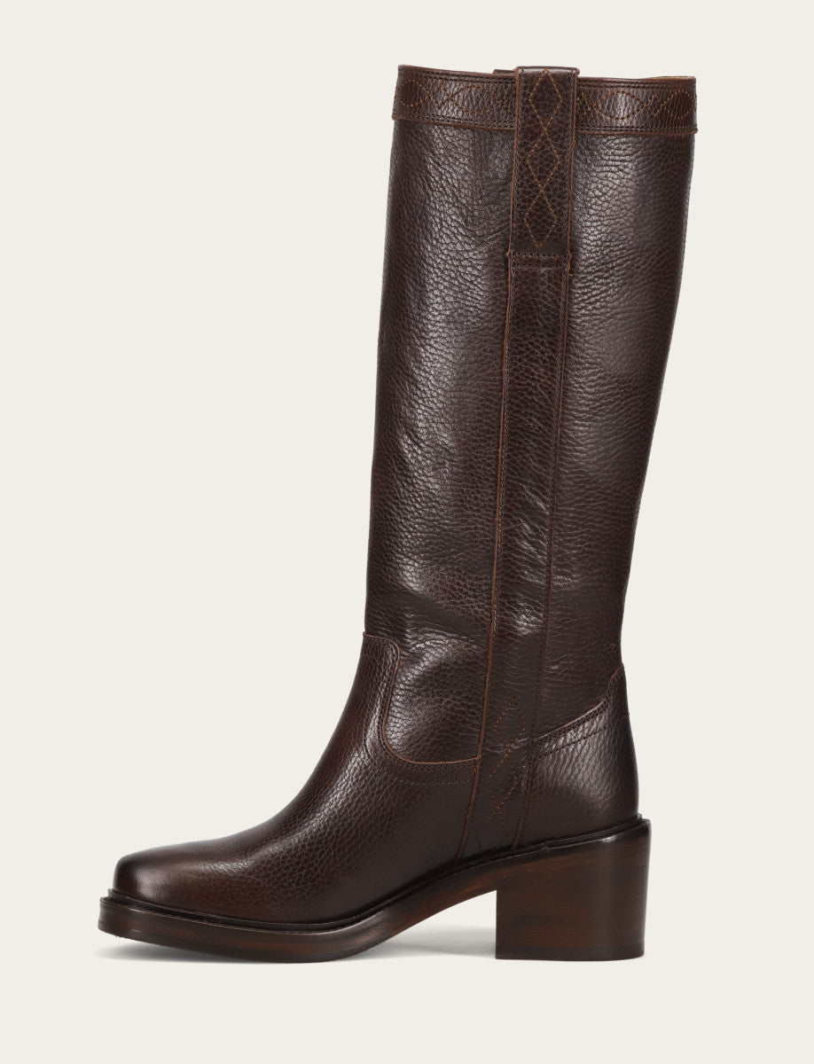 Frye Women's Dark Brown Kate Pull On Wide Calf Tall Boots / Dark Brown