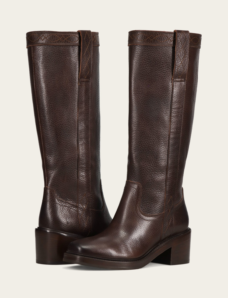 Frye Women's Dark Brown Kate Pull On Wide Calf Tall Boots / Dark Brown