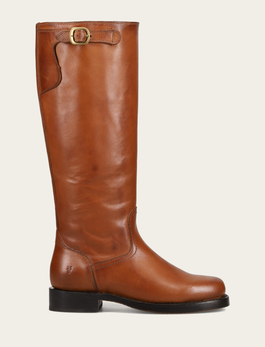 Frye Women's Cognac Campus Low Heel Tall Riding Wide Calf Boot / Cognac