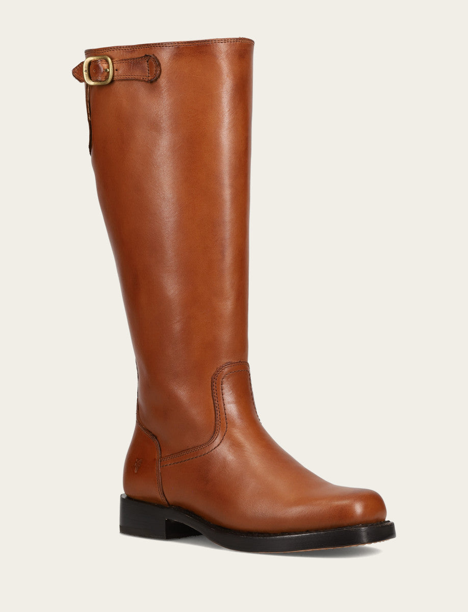 Frye Women's Cognac Campus Low Heel Tall Riding Wide Calf Boot / Cognac