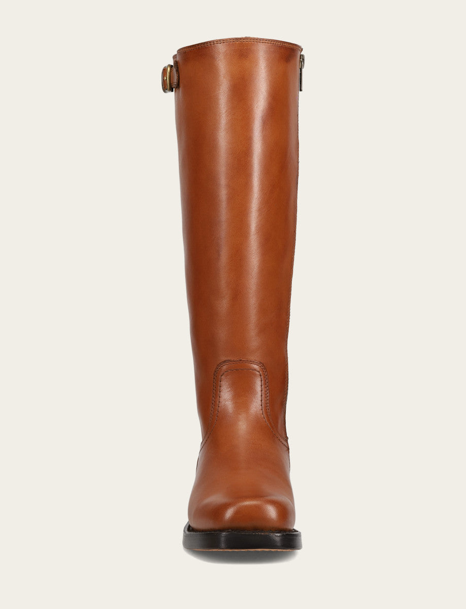 Frye Women's Cognac Campus Low Heel Tall Riding Wide Calf Boot / Cognac