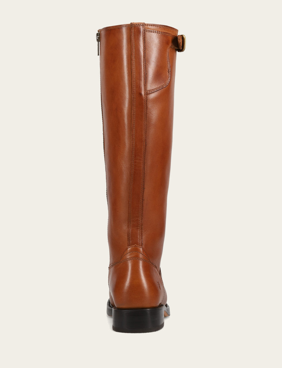 Frye Women's Cognac Campus Low Heel Tall Riding Wide Calf Boot / Cognac
