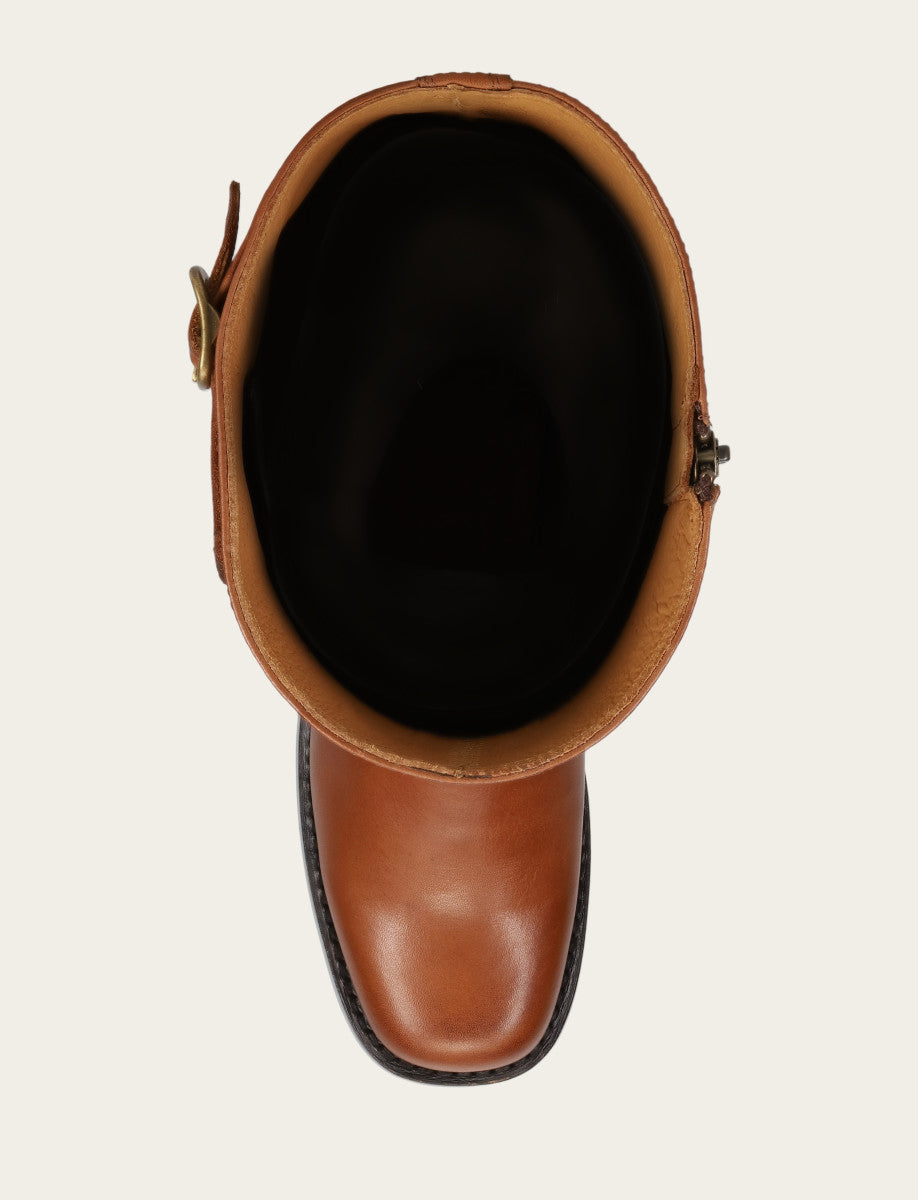 Frye Women's Cognac Campus Low Heel Tall Riding Wide Calf Boot / Cognac