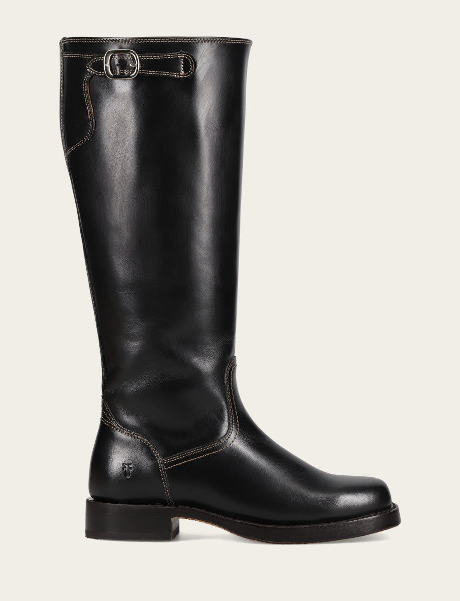 Frye Women's Black Campus Low Heel Tall Riding Wide Calf Boot / Black