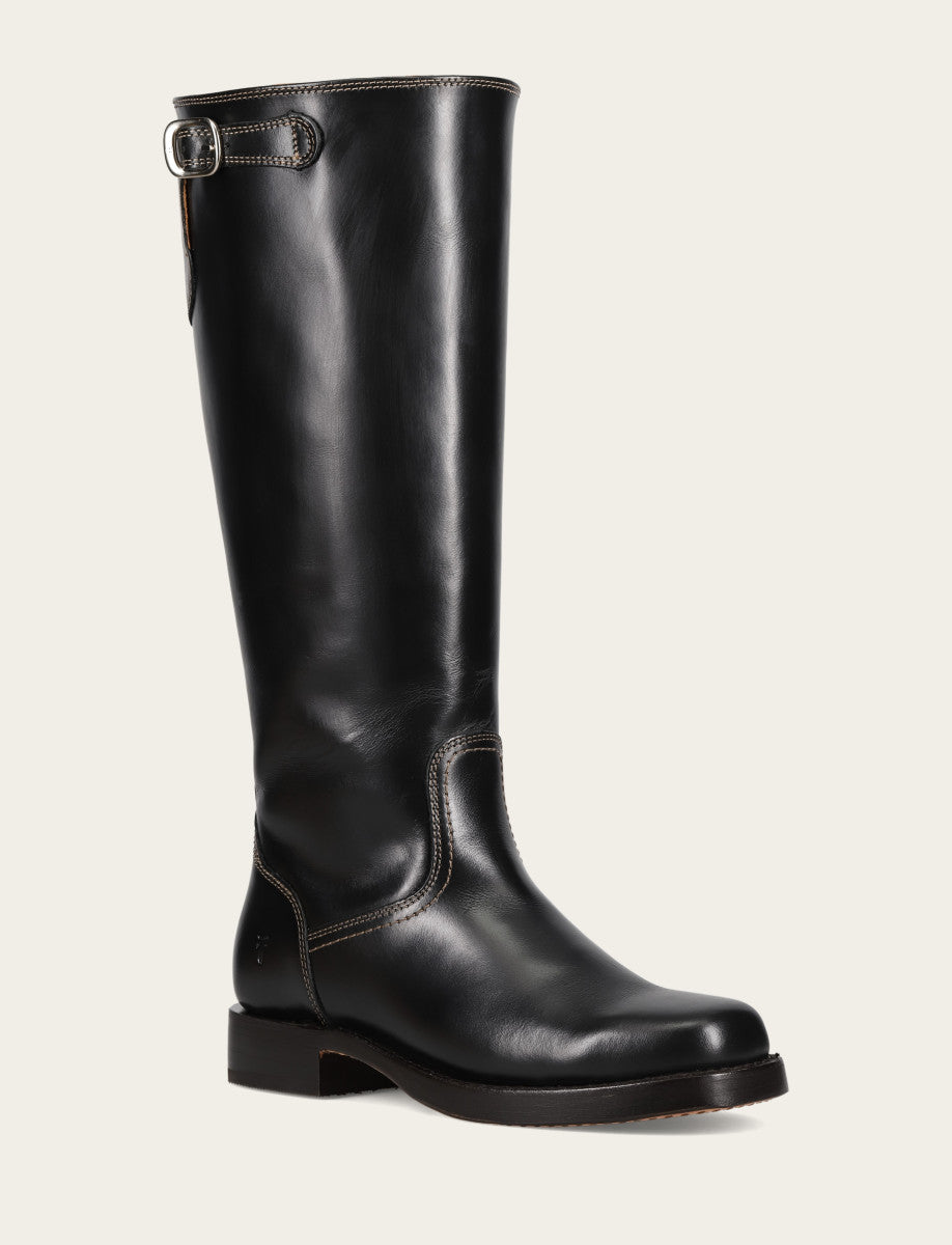 Frye Women's Black Campus Low Heel Tall Riding Wide Calf Boot / Black