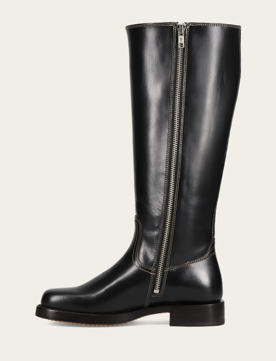 Frye Women's Black Campus Low Heel Tall Riding Wide Calf Boot / Black
