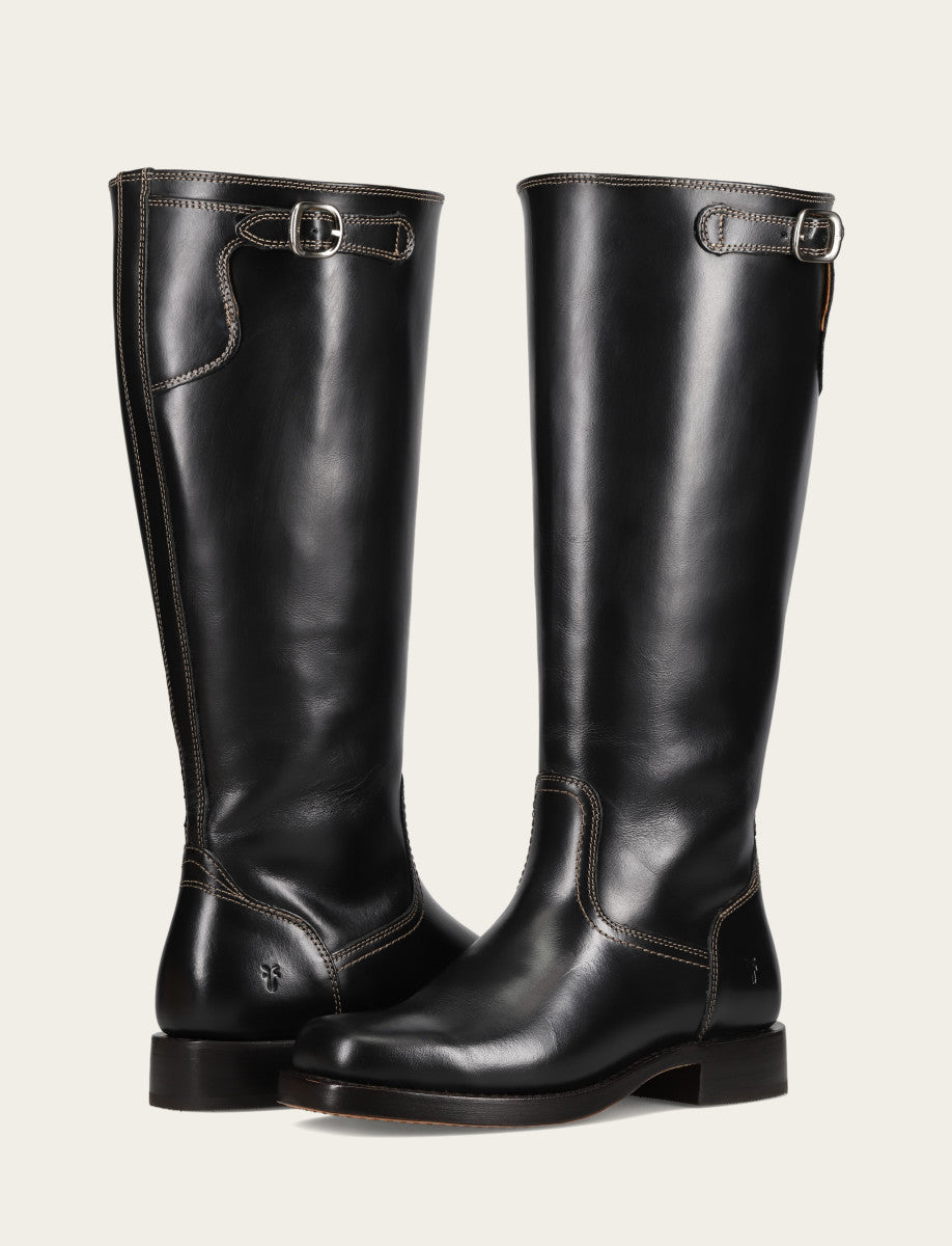 Frye Women's Black Campus Low Heel Tall Riding Wide Calf Boot / Black