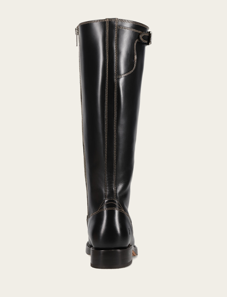 Frye Women's Black Campus Low Heel Tall Riding Wide Calf Boot / Black