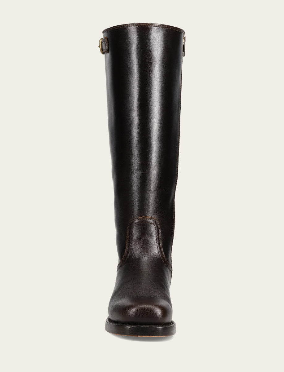 Frye Women's Bourbon Campus Low Heel Tall Riding Wide Calf Boot / Bourbon