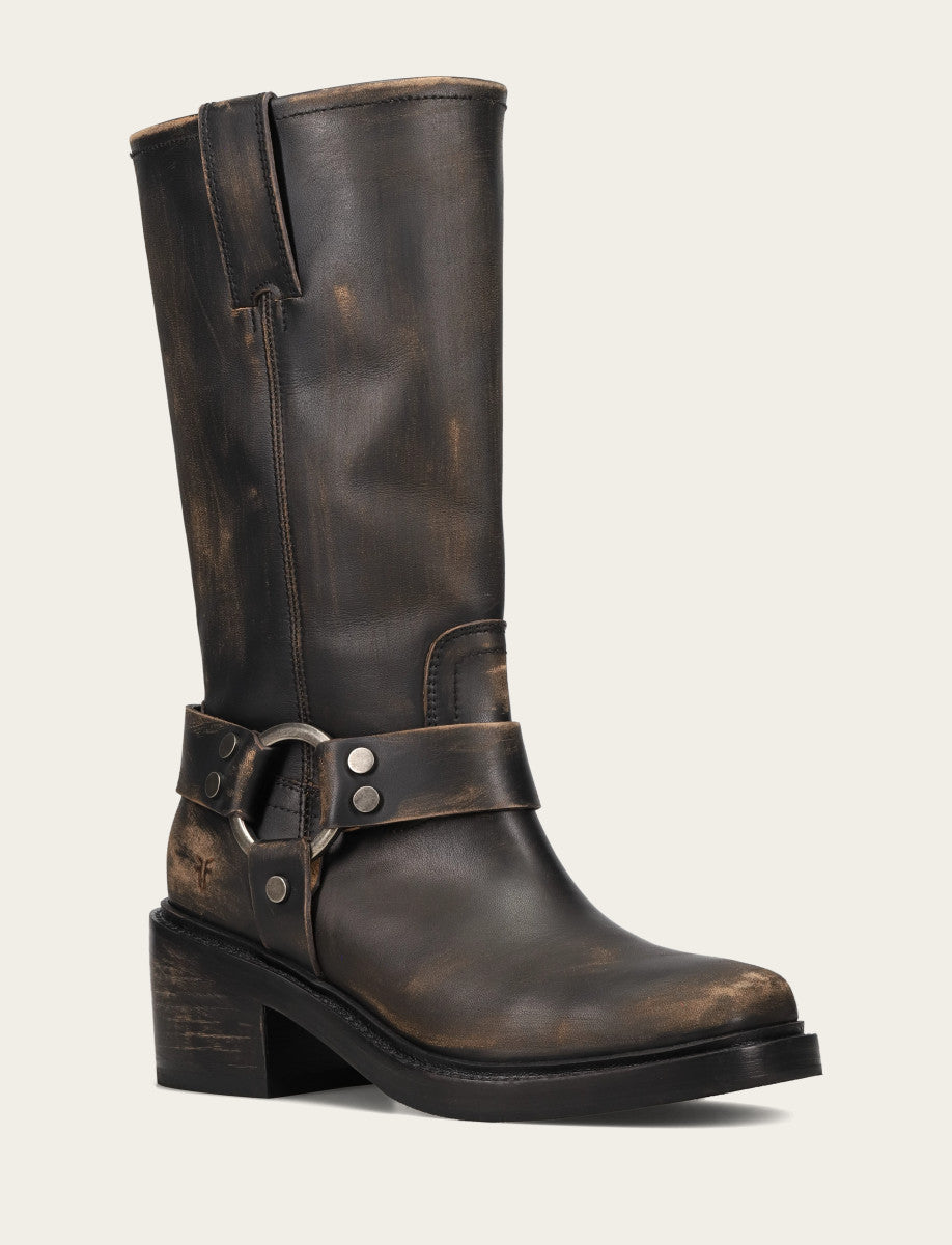 Frye Women's Distressed Black Kate Harness Boot / Distressed Black