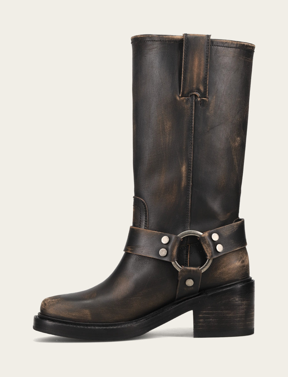 Frye Women's Distressed Black Kate Harness Boot / Distressed Black