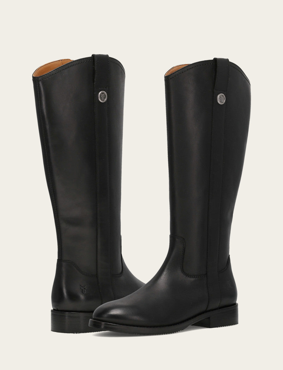 Frye Women's Black Melissa Button Tall Inside Zip Wide Calf Boot / Black