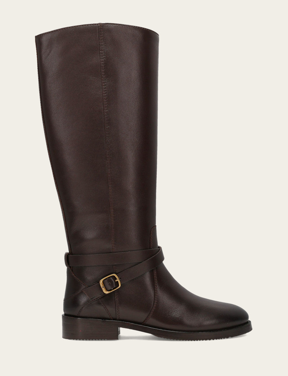 Frye Women's Dark Brown Melissa Belted Riding Boot / Dark Brown