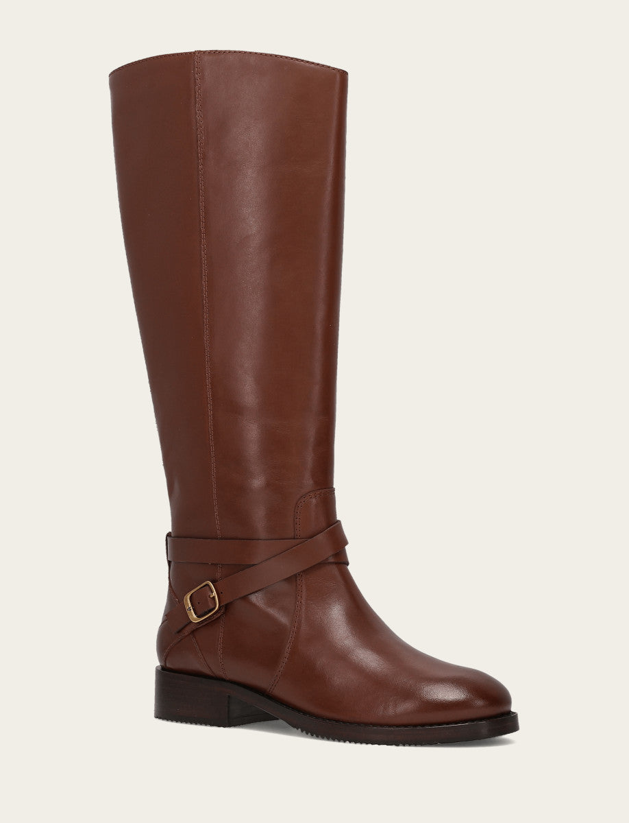 Frye Women's Walnut Melissa Belted Riding Wide Calf Boot / Walnut