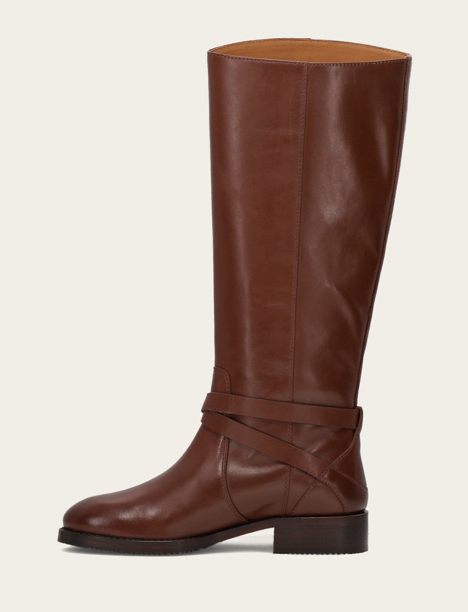 Frye Women's Walnut Melissa Belted Riding Wide Calf Boot / Walnut