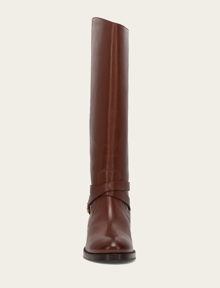 Frye Women's Walnut Melissa Belted Riding Wide Calf Boot / Walnut