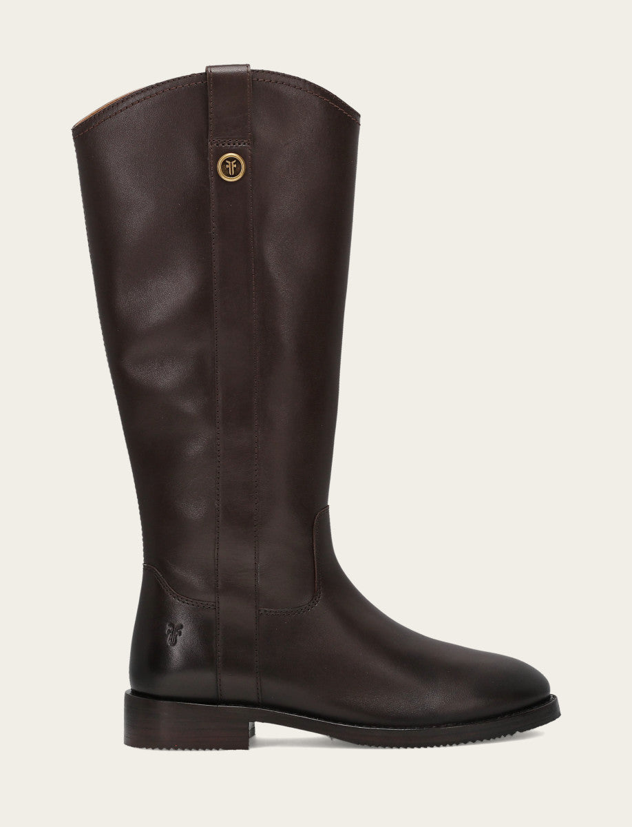 Frye Women's Dark Brown Melissa Button Tall Inside Zip Wide Calf Boot / Dark Brown
