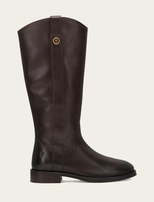 Frye Women's Dark Brown Melissa Button Tall Inside Zip Wide Calf Boot / Dark Brown