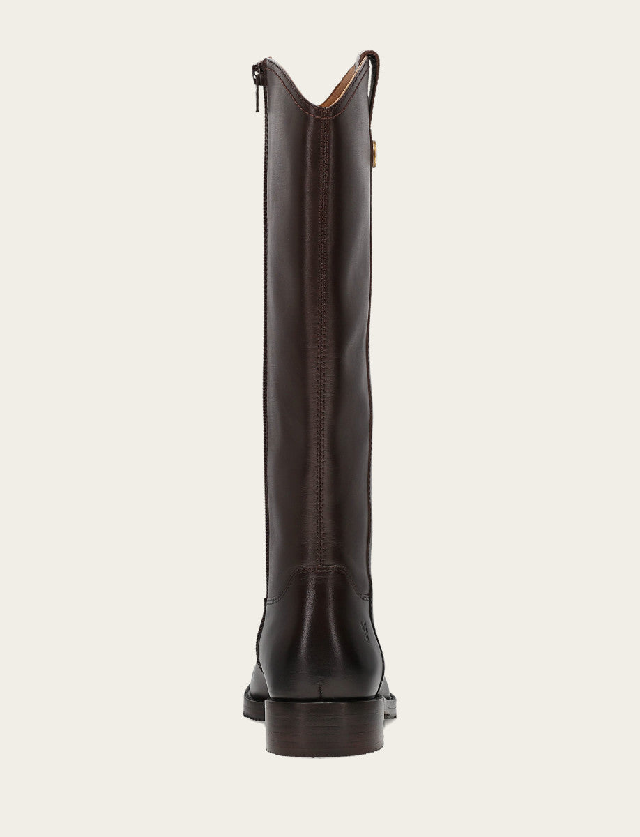 Frye Women's Dark Brown Melissa Button Tall Inside Zip Wide Calf Boot / Dark Brown