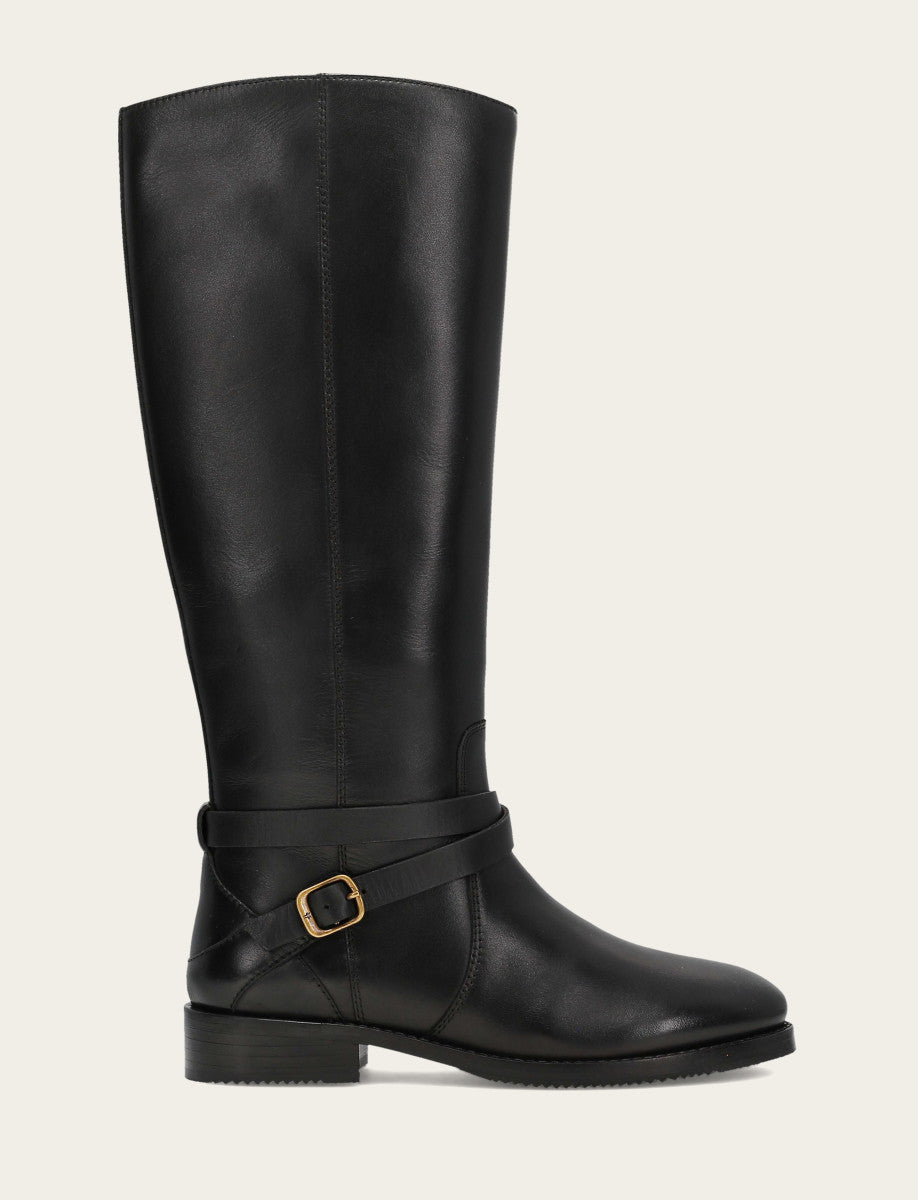 Frye Women's Black Melissa Belted Riding Wide Calf Boot / Black