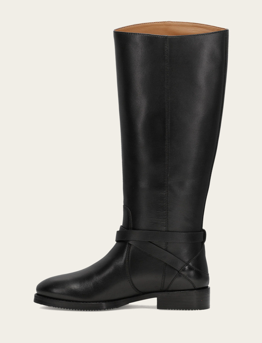 Frye Women's Black Melissa Belted Riding Wide Calf Boot / Black