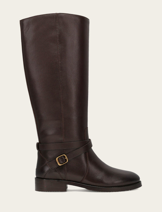 Frye Women's Dark Brown Melissa Belted Riding Wide Calf Boot / Dark Brown
