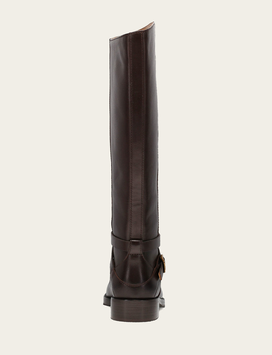 Frye Women's Dark Brown Melissa Belted Riding Wide Calf Boot / Dark Brown