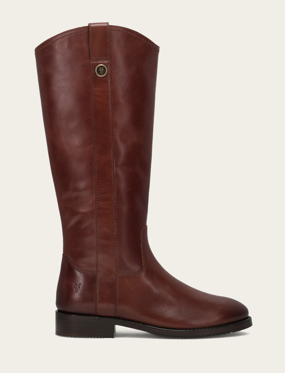 Frye Women's Saddle Melissa Button Tall Inside Zip Wide Calf Boot / Saddle