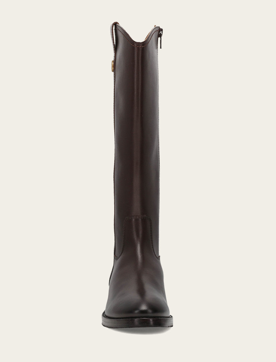 Frye Women's Dark Brown Melissa Button Tall Inside Zip Boot / Dark Brown