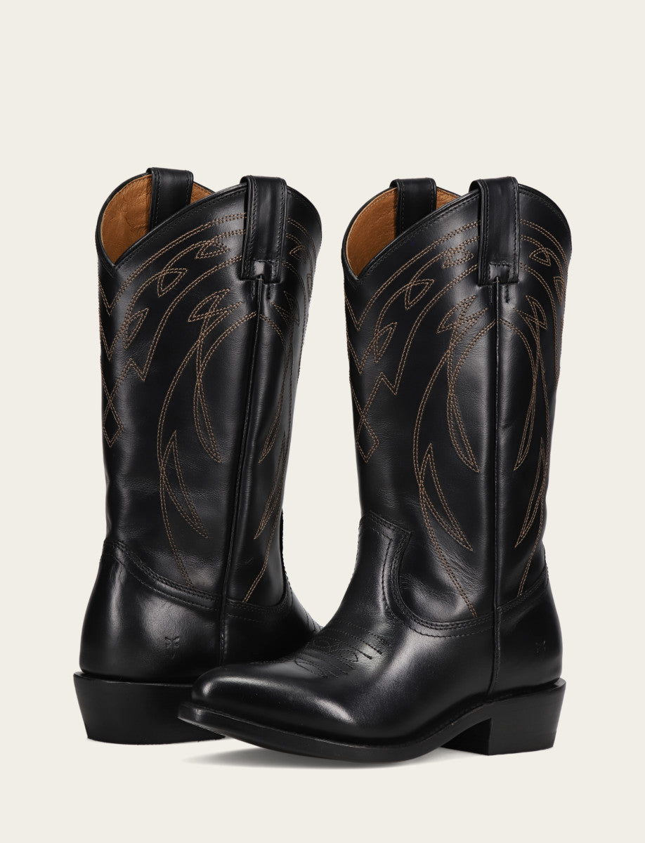 Frye Women's Black Billy Pull On Deco Stitch Boots / Black