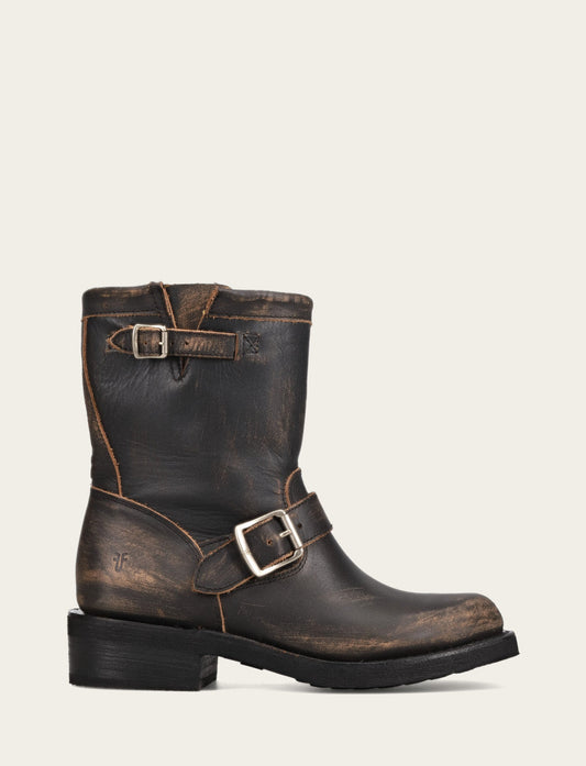 Frye Women's Distressed Black Viv Short Engineer Boot / Distressed Black