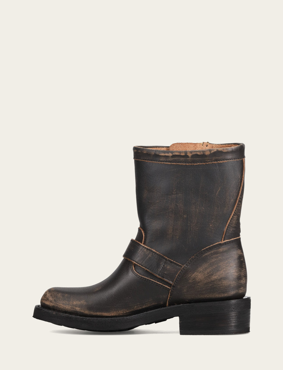 Frye Women's Distressed Black Viv Short Engineer Boot / Distressed Black