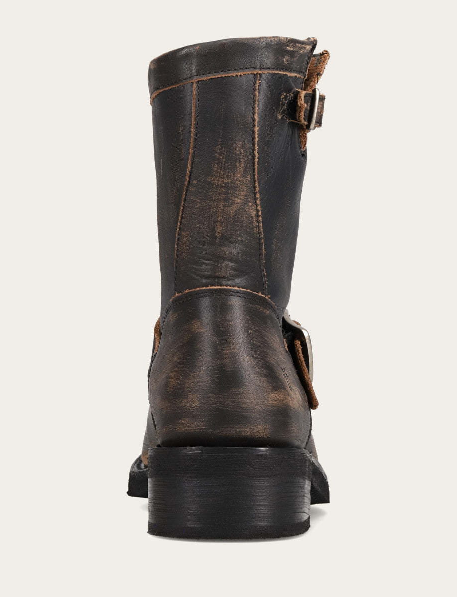 Frye Women's Distressed Black Viv Short Engineer Boot / Distressed Black