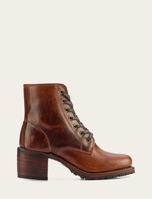 Frye Women's Cognac Sabrina 6G Lace Up Boots / Cognac