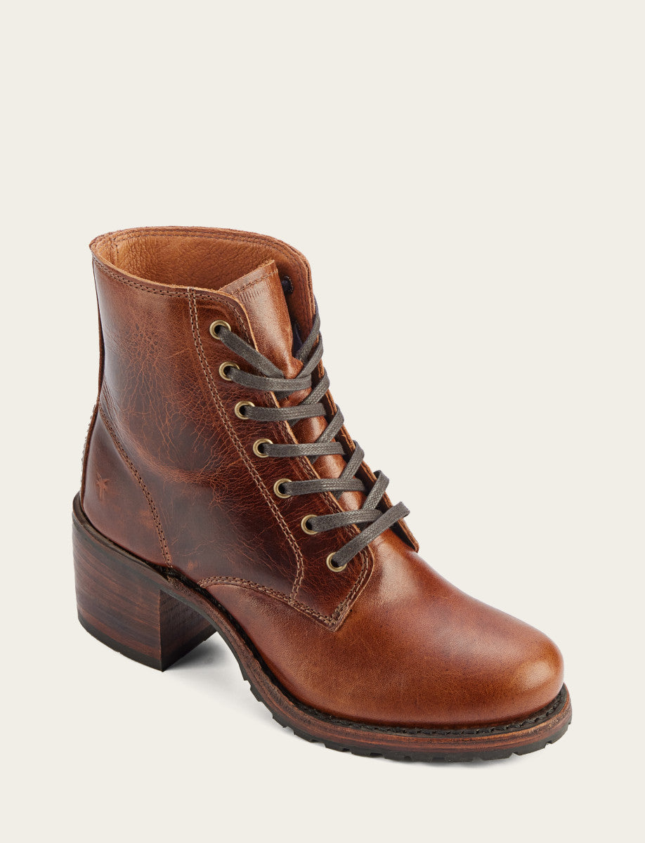 Frye Women's Cognac Sabrina 6G Lace Up Boots / Cognac