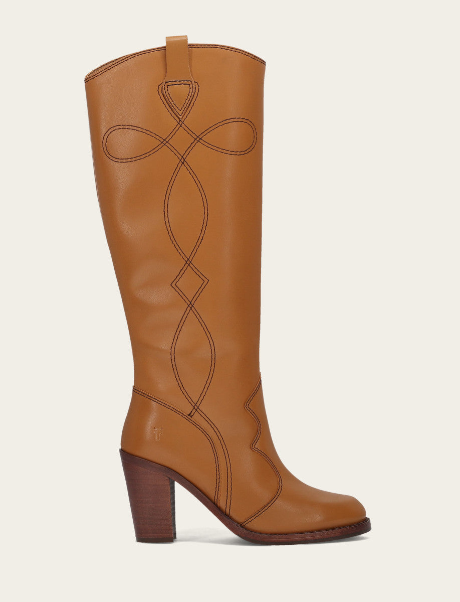Frye Women’s Caramel Corinne Deco Stitch Tall Boots / Caramel