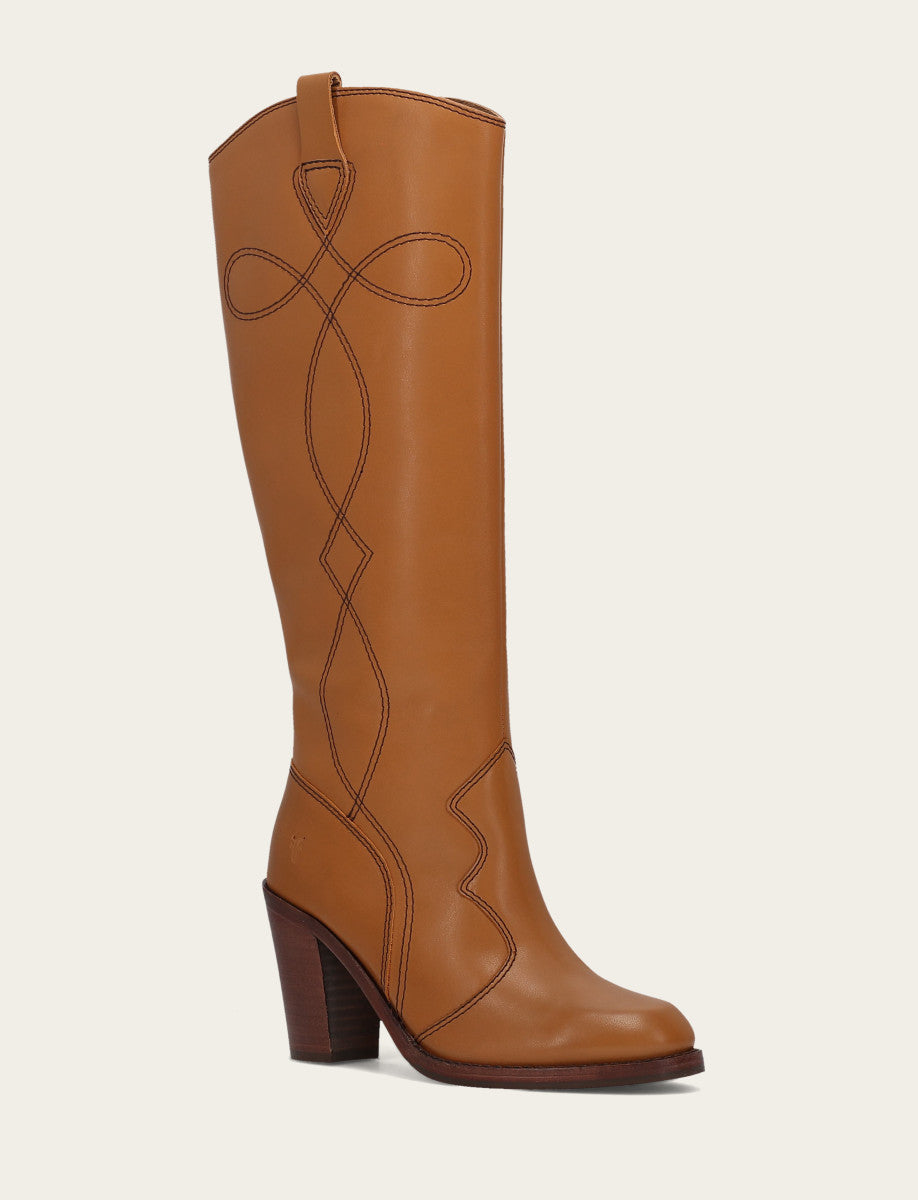 Frye Women’s Caramel Corinne Deco Stitch Tall Boots / Caramel